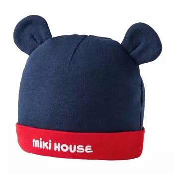 Hood Hat Logo Boys Girls Newborn Baby Made in Japan Baby Clothes Clothes Free Red x Navy [MIKI HOUSE] Children s 40-9237-577 (36-40cm)