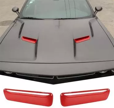 Hood Vents Outlets Vents Cover Trim Interior Decoration Accessories for Dodge Challenger 2015-UP Red 2PCS