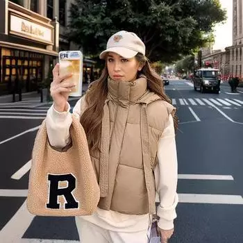 Hooded down cotton clothes short vest autumn and winter Korean version loose casual stacked vest M чёрный