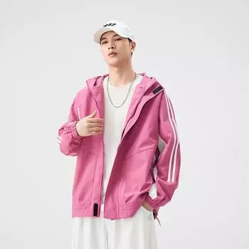 Hooded Jacket, Loose, Casual Men s Coat S белый