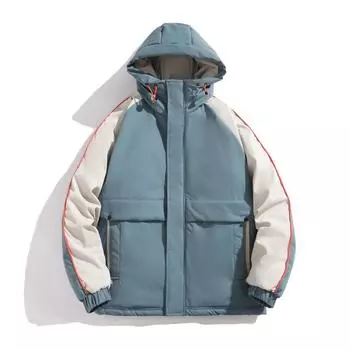 Hooded Jacket Splicing Men s Down Cotton Plus Size Cotton Coat Winter Thick Warm Clothing Workwear L
