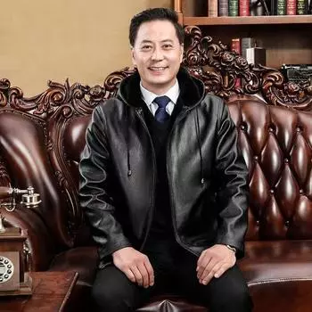 Hooded Leather Jacket Men s New Winter Velvet Thickened Medium and Long Casual Men s Leather Jacket M