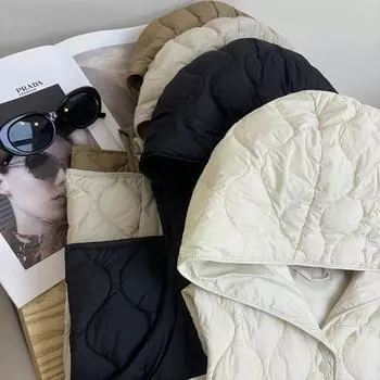 С капюшоном, спокойствие, пух 90% белого утиного пуха, многослойная одежда, универсальный пуховый жилет, женский узор тыквы, легкий жилет, пуховая подкладка S слоновая кость