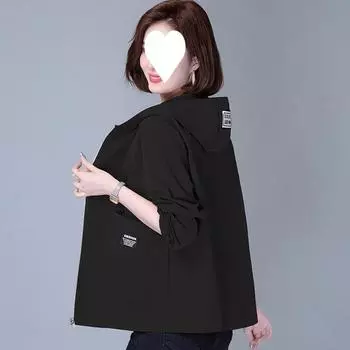 Hooded Short Jacket Women s Spring and Autumn Casual Loose Western Style Age-reducing Jacket XS