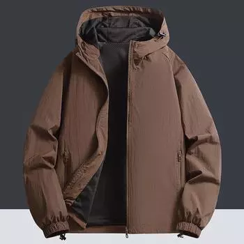 Hooded Spring and Autumn New Men s Jacket Wear Loose Korean Style Casual Middle-aged and Elderly Jacket Men s Jacket M