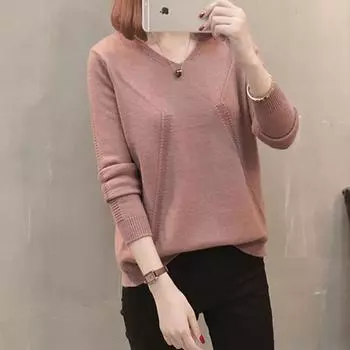 Hooded Sweater with Buttons on The Back for Women Stylish Slimming Knitted Sweater with Solid Color Base M серый