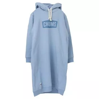 Hooded Sweatshirt Logo Long Parka Sax [Chums] Women s