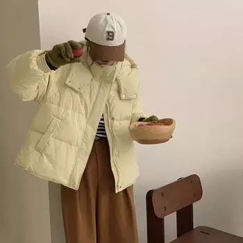 Hooded white duck down jacket women s 2024 winter new fashion sweet loose warm small bread jacket tide One Size