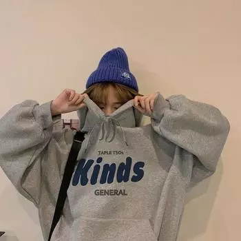 Женский свитер с капюшоном в ленивом стиле, новая модная свободная утолщенная студенческая куртка с длинными рукавами из бархата M