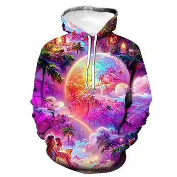 Толстовка с капюшоном осень новая серия Dream Wonderland Pattern 3D Printed Hoodie иностранный модный мужской пуловер хип-хоп свободный 2024 последний S