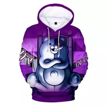 Hoodie Danganronpa Monokuma Sweater Jacket Coat Hooded Sweatshirt Cosplay #1 Purple,3XL