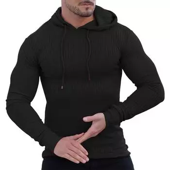 Hoodie Herren Einfarbiges Langarm Casual Kapuzenpullover Shirts Sportshirt Mit Kapuze Freizeit Sweatshirt Outdoor Freizeitshirt L чёрный