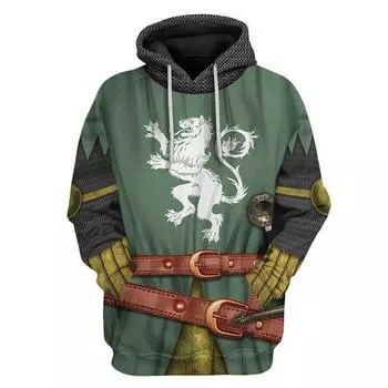 Hoodie Knight Medieval 3d Printed Seatershirt Hooded Pullover Men Women Tops Green,XL