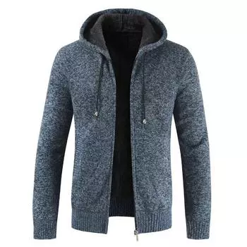 Hoodie Mens Sweater Winter Thicken Zipper Pullover Sweater Hooded Knitwear Coat 3XL