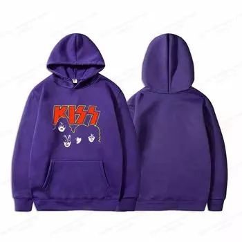 Толстовки с капюшоном Rock Kiss Metal Band Print Толстовки женские унисекс модные уличные толстовки Harajuku с капюшоном большого размера спортивный костюм S