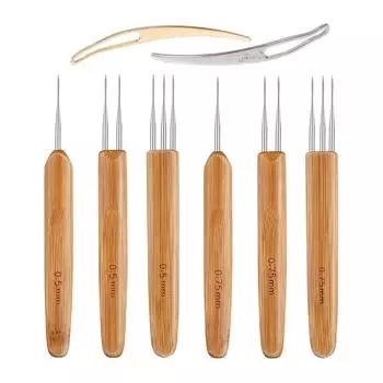 Hook Dreadlock Hair Tool Braiding Making Bamboo Needle 8Pcs Handle Crochet