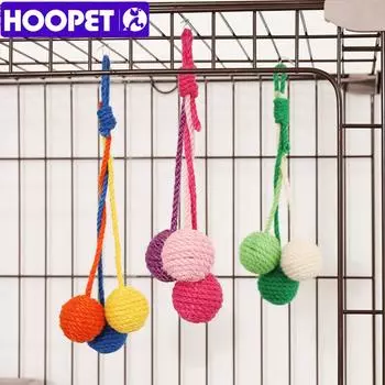 HOOPET Cat Ball Toy Cage Hanging Jute Ball for Cat Colorful Interactive Toy Sisal Rope Weave Ball A Set Bite-resistant Rope Ball