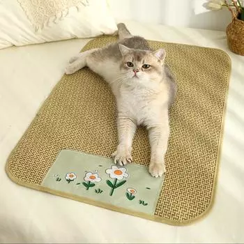 HOOPET Cat Bed Ротанговый плетеный коврик для сна для кошек Диван-кровать Летний охлаждающий коврик для домашних животных для маленьких собак, кошек, подушек, товаров для котят и щенков XXL