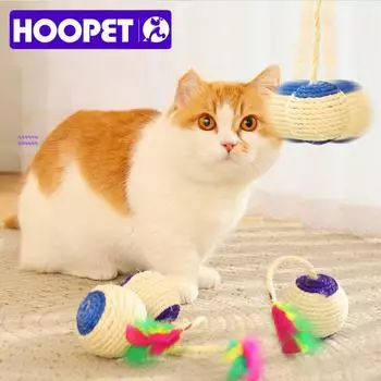 HOOPET Cat Sisal Rope Weave Ball Teaser Play Chewing Scratch Catch Toy Interactive Scratch Chew Toy For Pet Cat Dog Supplies