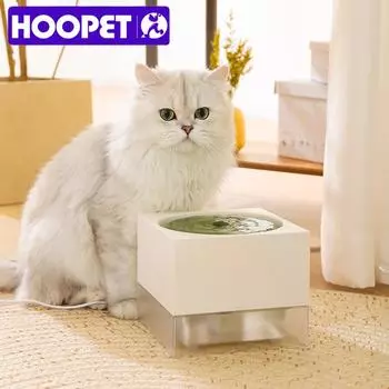 HOOPET Cat Water Dispenser Automatic Circulation Smart Pet Water Dispenser Water Pump Flowing Cat Water Bowl Feeding Bowl белый
