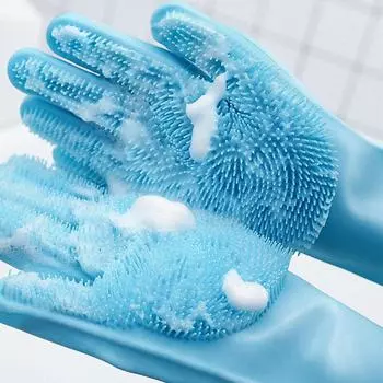 HOOPET Dog Bathing Artifacts To Puppy Special Silicone Brush Cat Pet Scrub Comb Bath Brush Golden Hair Wash Dog Gloves синий