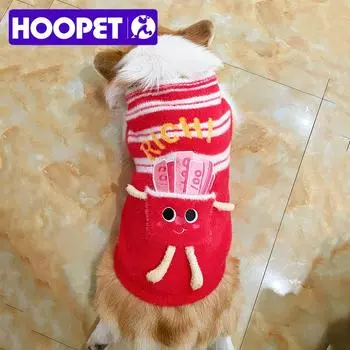 HOOPET Dog Soft Sweater Warm Clothes Stretchy Christmas Cute Funny Puppy Puppy, Pet Sweater, Small and Medium Dogs, Winter S красный