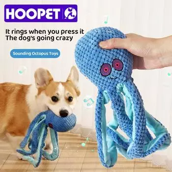 HOOPET Dog Toys Teething Bite-Resistant Vocal Octopus Self-Excitement Boredom Puppy Corgi Bichon Consume Energy Supplies