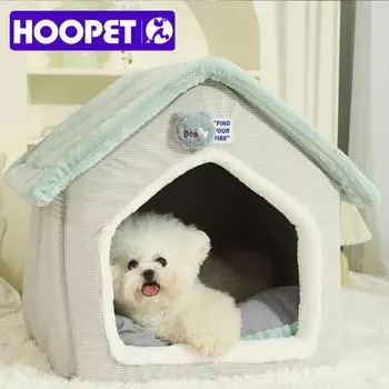 HOOPET Foldable Cat House Pet Dog Kennel Removable Sleep Mat Winter Warm Nest Tents Puppy Kitten Cave Pet Supplies S 36x36x41cm светло-зеленый