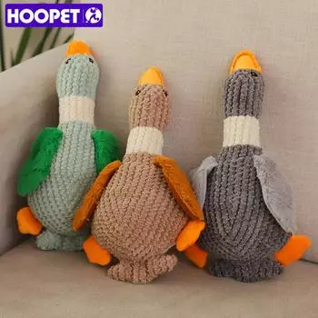 HOOPET Fun Pet Toys Wild-goose Shaped Corduroy Chew Squeaky Plush Bone Molar Toy серый