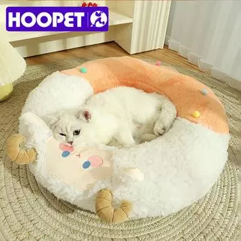 HOOPET круглое гнездо для кошек, теплое для собак, мягкий коврик, кровать для кошек, диван для щенков, котят, подушки, корзина, товары для животных