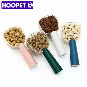 HOOPET Multifunctional Cat Dog Food Spoon Pet Feeding Spoon With Sealed Bag Clip Creative Measuring Cup Curved Design EasyClean синий