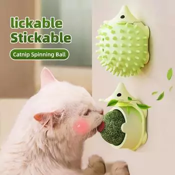 HOOPET натуральный шарик кошачьей мяты в форме ежа, настенная игрушка-мяч, облизываемая закуска для кошек, способствует успокаивающим закускам для кошек, полезная закуска зелёный