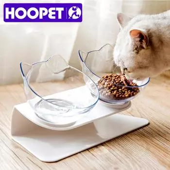 HOOPET Pet Bowl Нескользящая двойная миска для кошек Миска для собак с приподнятой подставкой Кормушка для еды и воды Для кошек Для собак Товары для животных