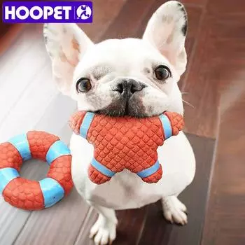 HOOPET Pet Dog Cat Chew Toys Squeaky Sound Resistance to Bite Rubber Five-pointed Star/Circle M зелёный