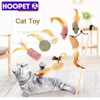 HOOPET Pet игрушки для кошек gatos игрушка длинные стержни волос мышь забавный котенок кошка игрушка набор one size