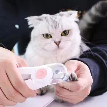 HOOPET Professional Pet Cat Dog Nail Clipper Cutter Stainless Steel Grooming Scissors Clippers Claw Nail Scissors with Light S белый