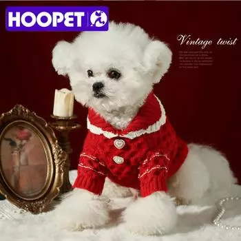 HOOPET Winter Pet Dogs Sweater Warm Knitted Clothes for Small Dogs Cats Clothes Puppy Kitten Clothing Pet Supplies S 1-2.5kg красный