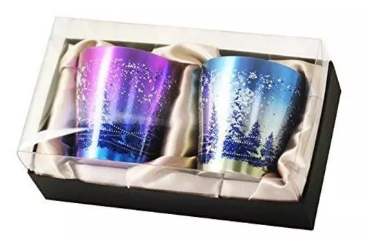 HORIE Сделано в префектуре Ниигата Чистый титан Двойной стакан Hana Titanium 250cc Snow Flower Набор из 2 Tsubame, (Пурпурный/синий) Т-15-СК250МБ синий