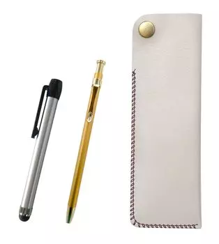 Horizontal Snap Pen with Metal Touch Silver Rod and Slim 60 Gold Ballpoint Pen Set Two-Pack Cases, White, (NK01W-ALST-SV60KBP-2)