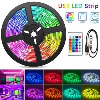 Хорошая 5 В USB-подсветка для телевизора 2835 Гибкая световая отделка RGB ИК-пульт дистанционного управления Изменение цвета для дома Светодиодная лента 5 м 0.5M