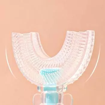 Хорошая нескользящая практичная ручная зубная щетка ручная U-образная для отбеливания малышей для домашнего хозяйства S синий