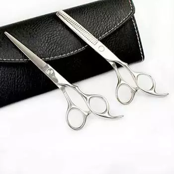 Хорошая стрижка, косметические ножницы для стрижки волос, набор из 2 ножниц для стрижки, профессиональные ножницы, специальный футляр, расческа в комплекте, самострижка серебряный