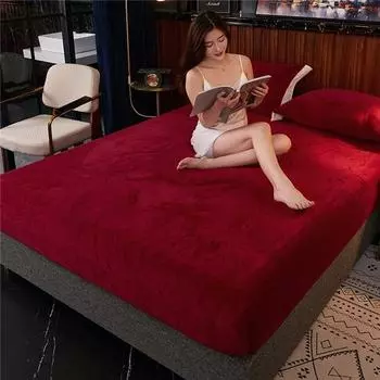 Хорошее качество осень-зима теплый хрустальный бархатный наматрасник утолщается супер мягкий коралловый флис наматрасник индивидуальные простыни без наволочки Bed sheet (90x200x25cm) темно-серого