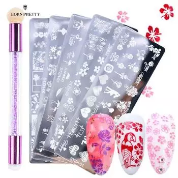 Хорошее качество, украшения для ногтей, шаблон для печати, изысканный узор, легкий съемный #02