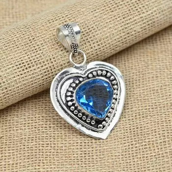 Хороший танзанитовый драгоценный камень стерлингового серебра 925 пробы Ювелирные изделия ручной работы Необычные дизайнерские украшения 1.77 Inches синий