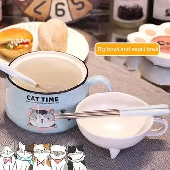 Хороший универсальный магазин, портативная миска для лапши быстрого приготовления, контейнер для еды, набор посуды, товары для дома, контейнер для еды синий