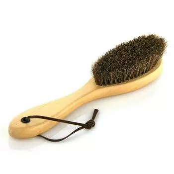Horse Hair Brush Wooden Handle Shoe Polish Brush Soft Horsehair Laundry Cleaning Brush Tool Anti-Static Clean Cloth Clothes Care 22cm