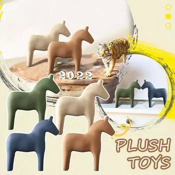 Horse Ornament Artistic Minimalist Decorate Wooden Horse Ornaments For Home Wooden Horse Decoration Horse Ornament One Size синий