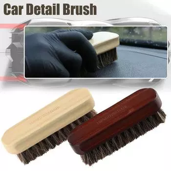 Horsehair Wooden Brush Car Detailing Polishing Buffing Brush Seat Handle Dashboard Roof Cleaning Car Wash Brush Cleaning Tool