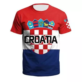 Хорватский флаг Футбольный принт 3D Лето Мужчины Женщины Спортивная мода Быстросохнущая повседневная детская футболка с круглым вырезом и короткими рукавами Топ XS